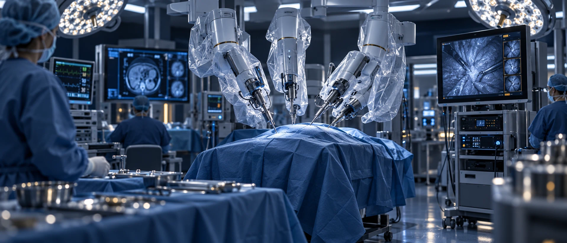 Quirófano de cirugía oncológica abdominal asistida por sistema robótico
